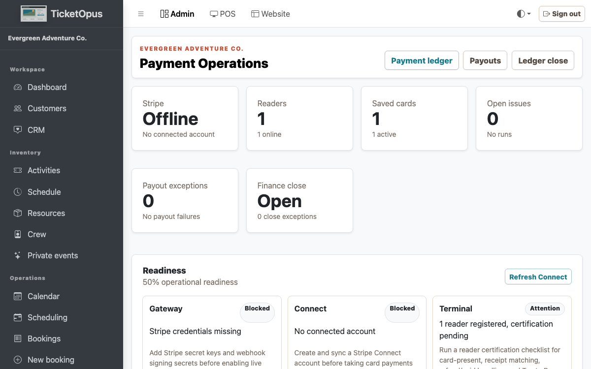 TicketOpus reporting product workflow